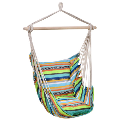 Outsunny Silla Hamaca Colgante Algodón 2 Cojines 100x100cm Carga 100 Kg Interior_0