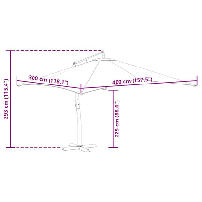 Vidaxl Sombrilla Jardín Voladiza Palo De Madera Arena Blanco 400x300cm_2