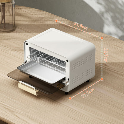 Homcom Horno Eléctrico De Sobremesa 12l 750w Con Puerta De Vidrio Blanco_2