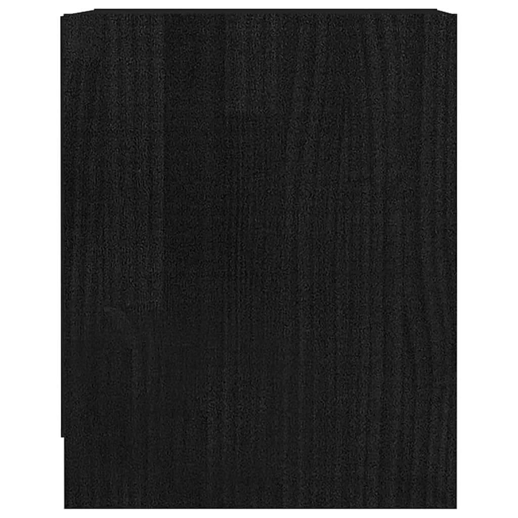Mesita De Noche Madera Maciza De Pino Negro 35,5x33,5x41,5 Cm_3