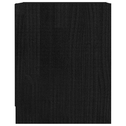 Mesita De Noche Madera Maciza De Pino Negro 35,5x33,5x41,5 Cm_3