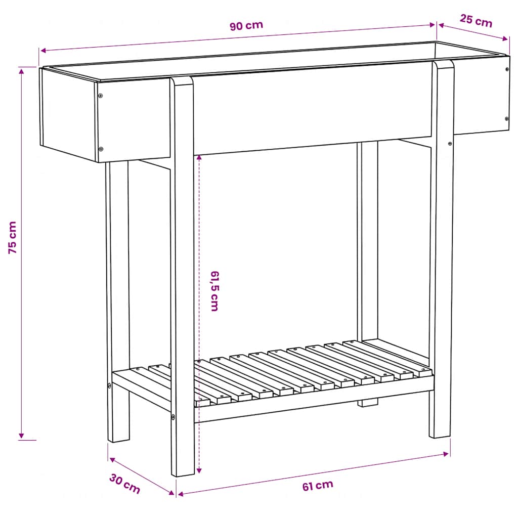 Arriate De Madera Maciza De Acacia Y Zinc_5