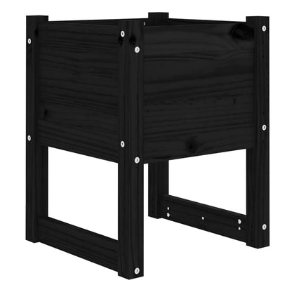 Jardinera 2 Unidades Madera Maciza De Pino Negro 40x40x52,5 Cm_3