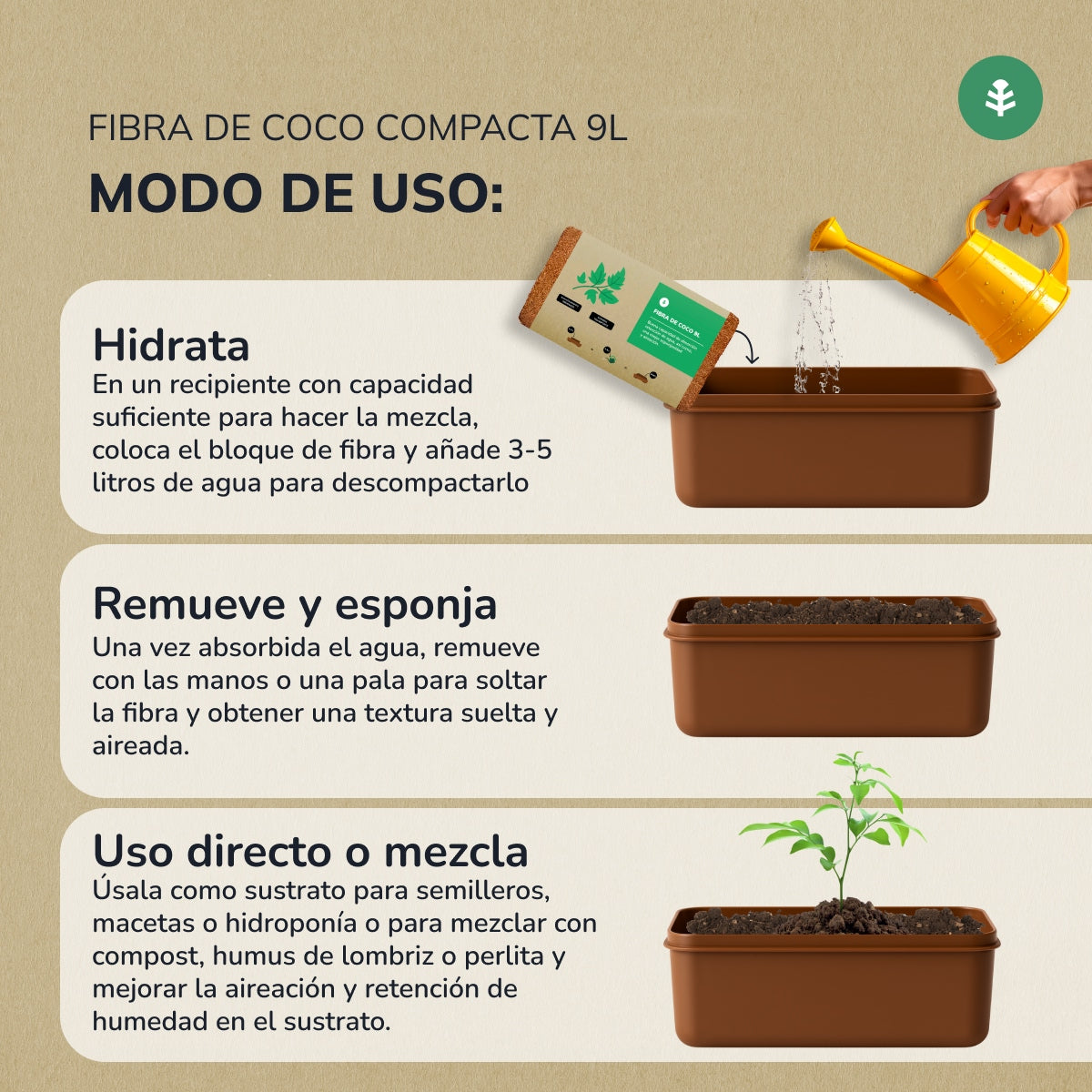 Substrato de Fibra de Coco Planeta Huerto 9 Litros 