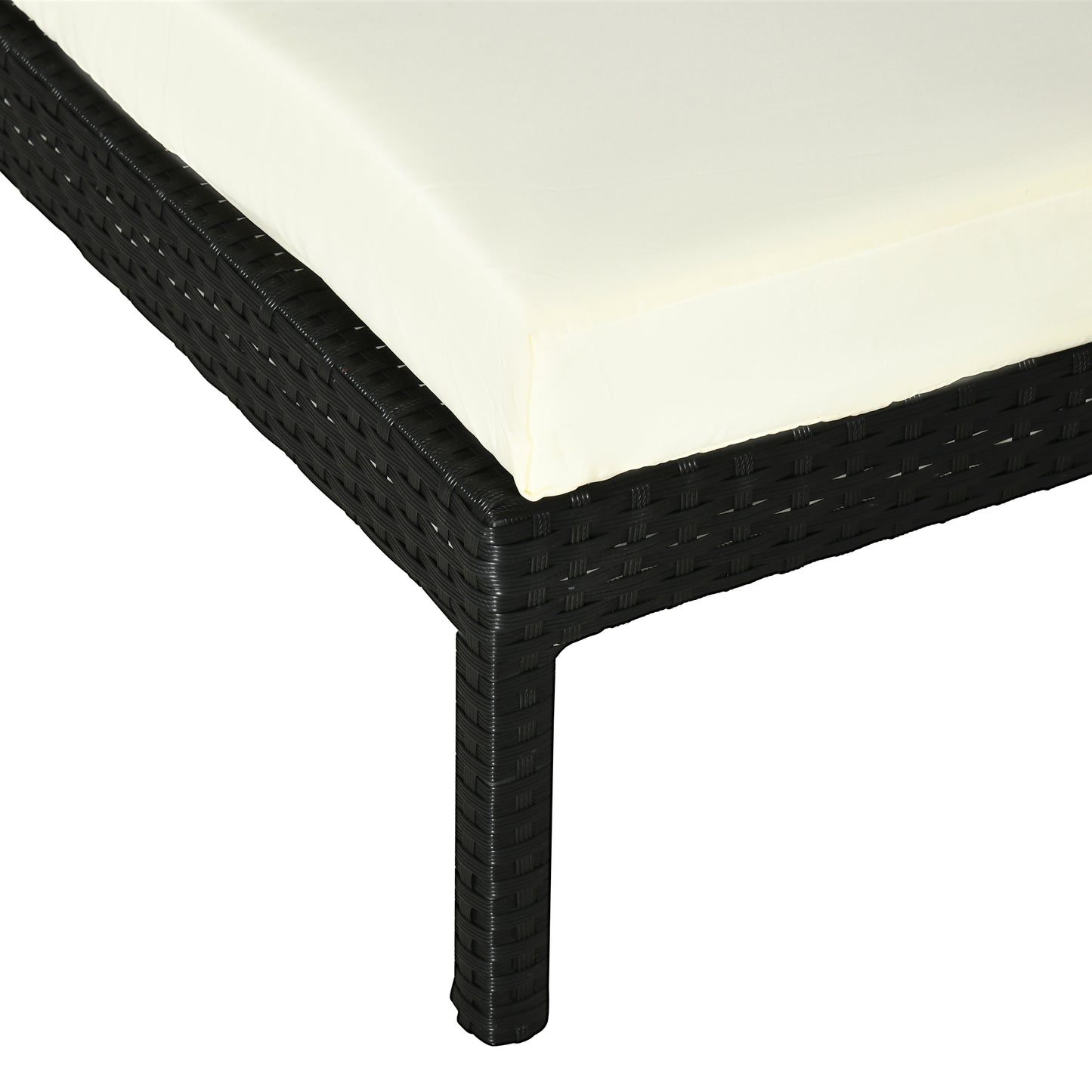 Outsunny Tumbona De Ratán Jardín Con Cojines Respaldo Ajustable Y 2 Ruedas Negro_4