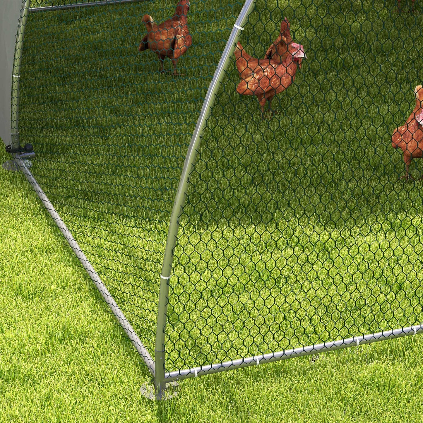 Pawhut Gallinero Para Exterior 304x375x220 Cm Cubierta De Tela Oxford Plata_4
