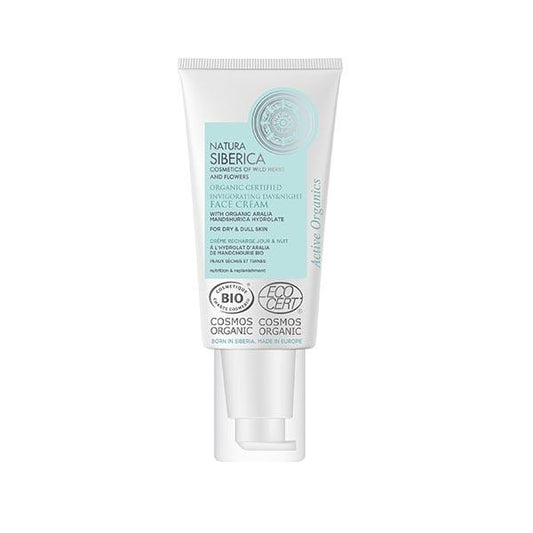 Creme de dia e de noite revigorante biológico certificado Natura Siberica para pele seca e baça 50 ml