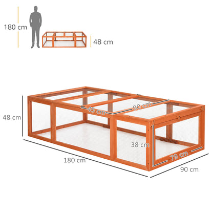 Pawhut Conejera Exterior De Madera Con 3 Puertas 180x90x48 Cm Natural_2