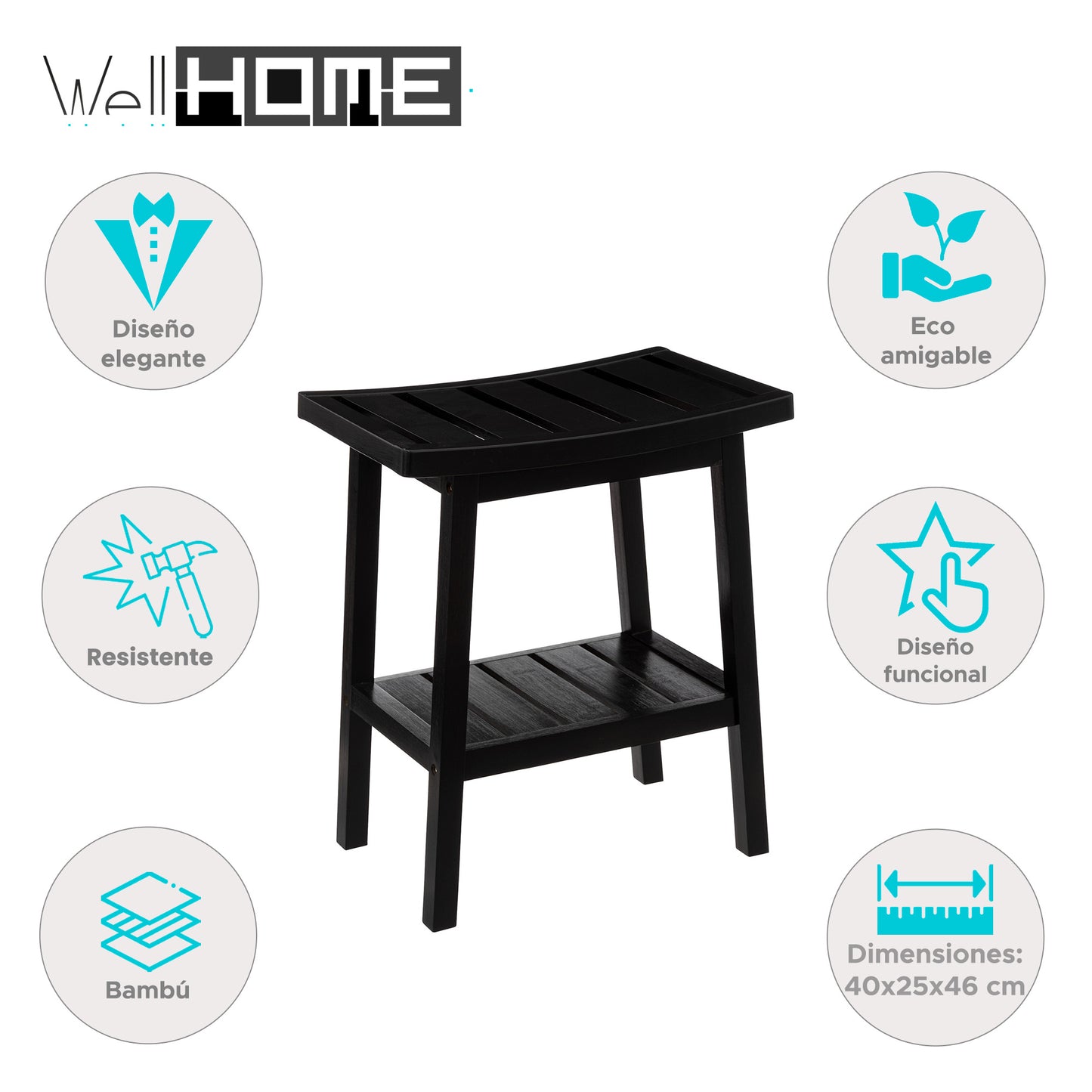 Well Home - Taburete De Bambú Negro_1