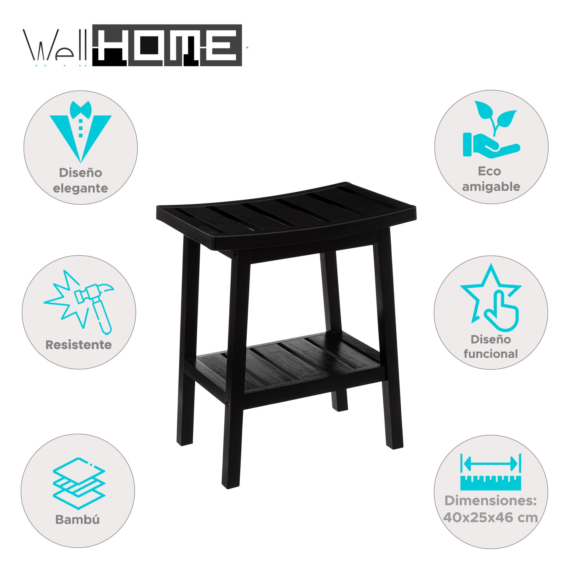 Well Home - Taburete De Bambú Negro_1