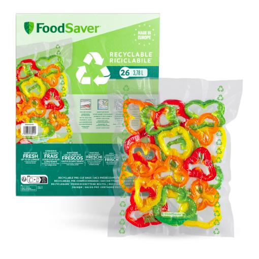 26 sacos seladores a vácuo FoodSaver 100% recicláveis ​​de 3,8 L