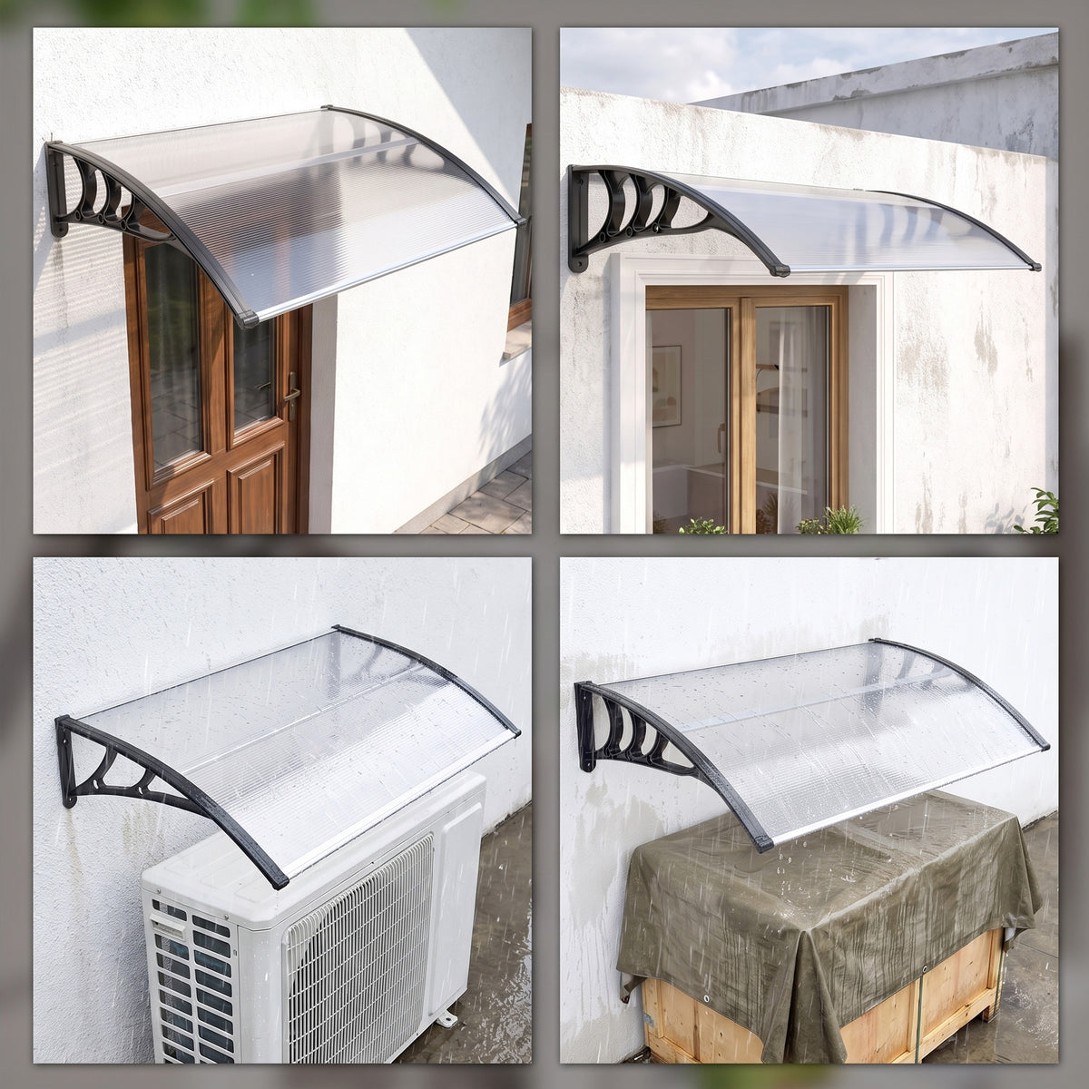 Outsunny Marquesina Para Puertas Y Ventanas 110x60 Cm Con Regleta De Aluminio_4