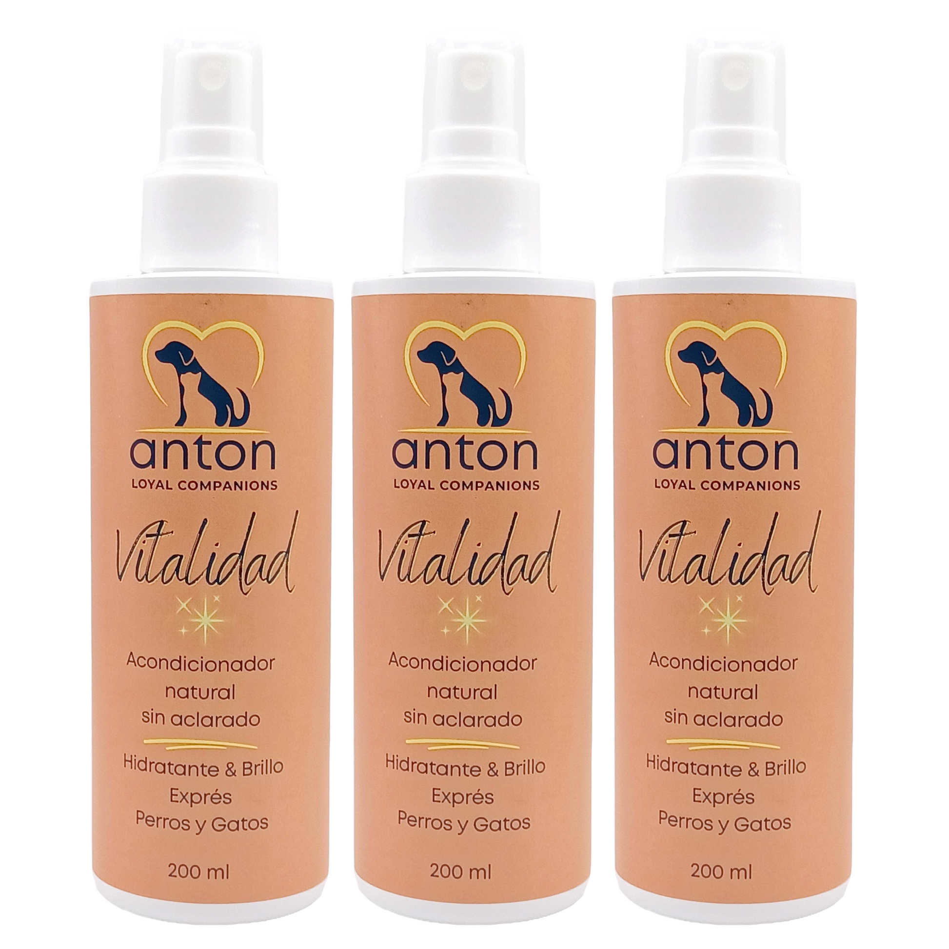 Acondicionador Sin Aclarado Para Perros Y Gatos “vitalidad” – Pack Ahorro – 3x200 Ml