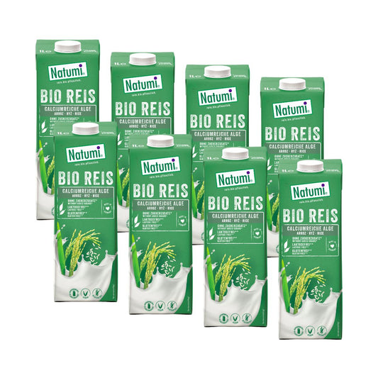Pack de 8 Bebidas Orgânicas de Arroz e Algas Marinhas Natumi 1 L