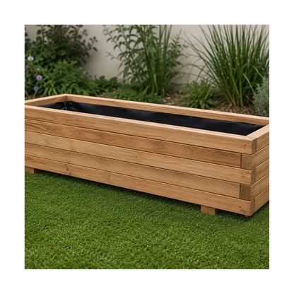 Jardinera Rectangular De Madera De Pino Tratada Exterior 80x30x30 Cm Marrón 45 L_2