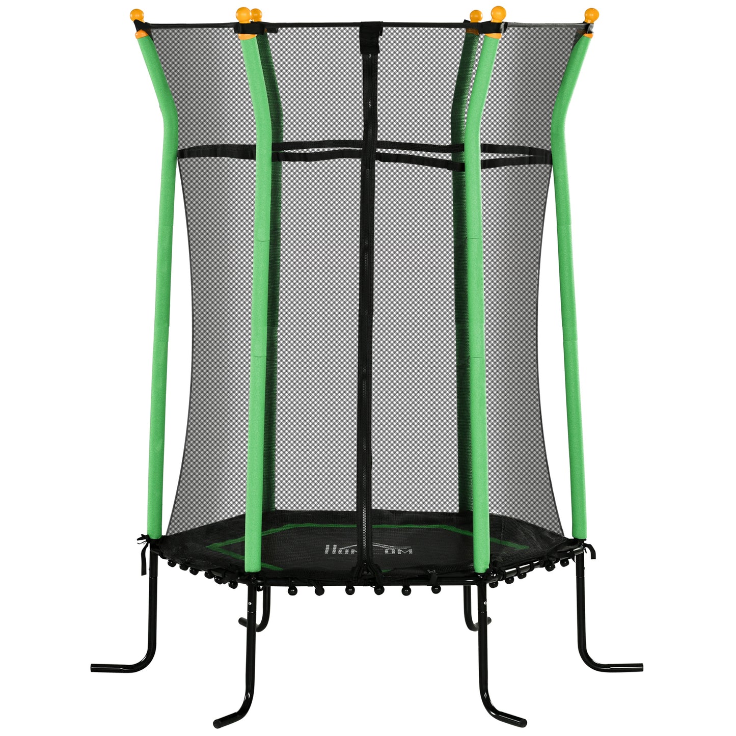 Homcom Cama Elástica Infantil De Jardín 122x111x190 Cm Carga 50 Kg Negro Y Verde_0