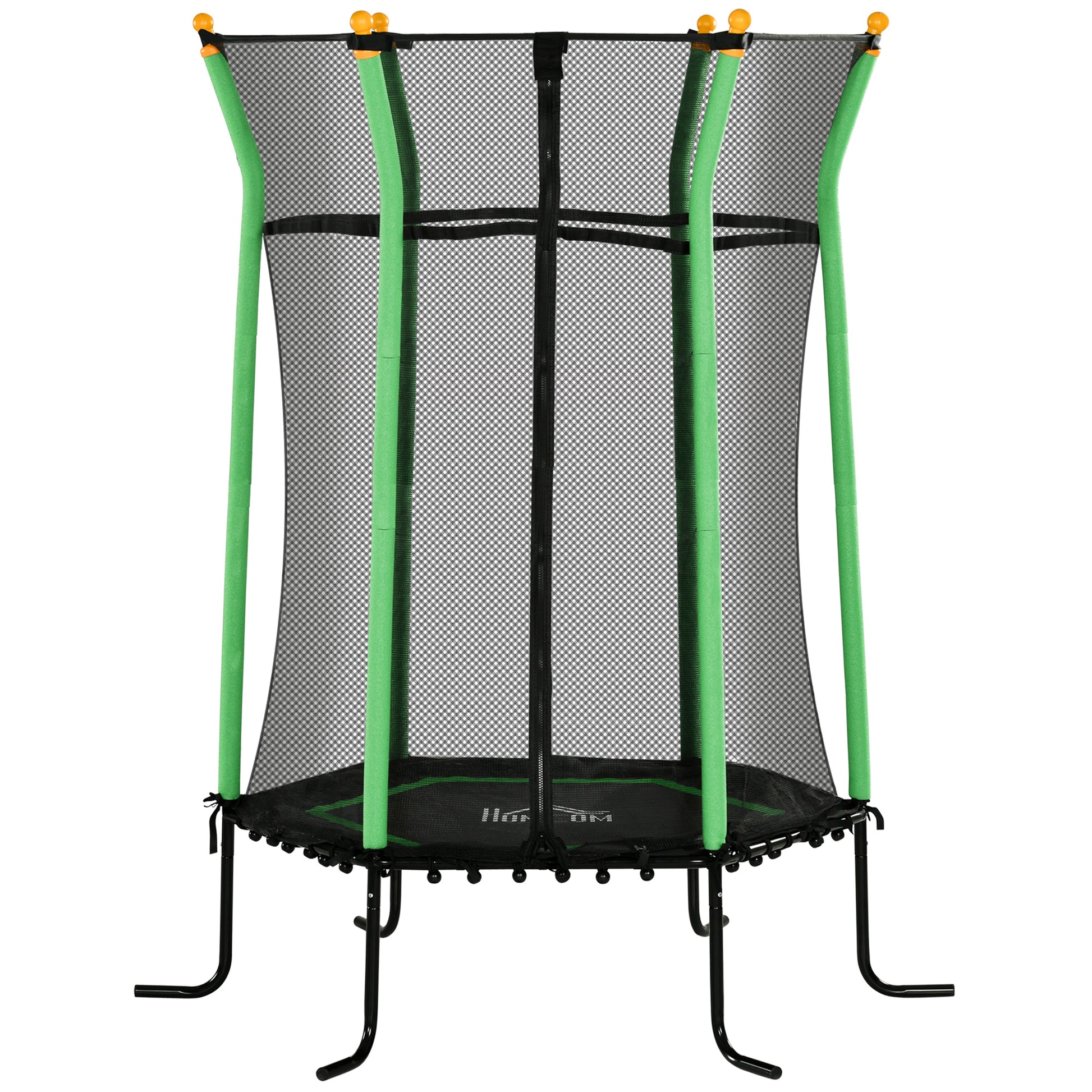 Homcom Cama Elástica Infantil De Jardín 122x111x190 Cm Carga 50 Kg Negro Y Verde_0
