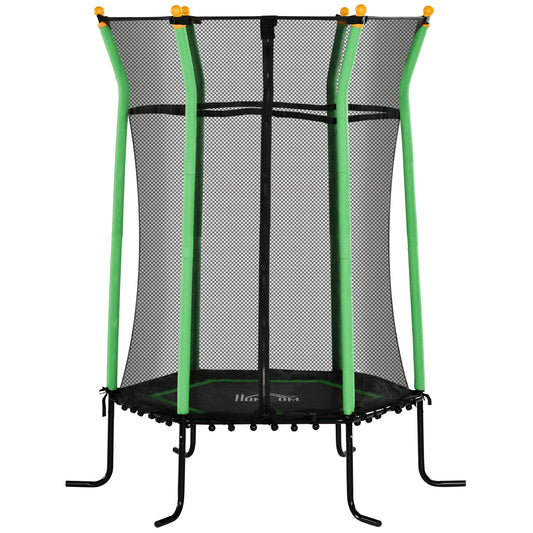 Homcom Cama Elástica Infantil De Jardín 122x111x190 Cm Carga 50 Kg Negro Y Verde_0