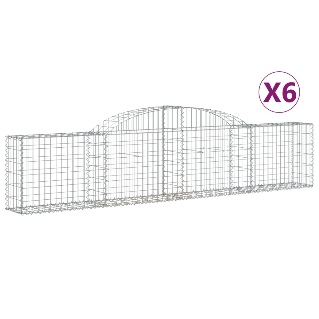 Cestas De Gaviones 6 Uds Forma De Arco Hierro 300x30x60/80 Cm_0