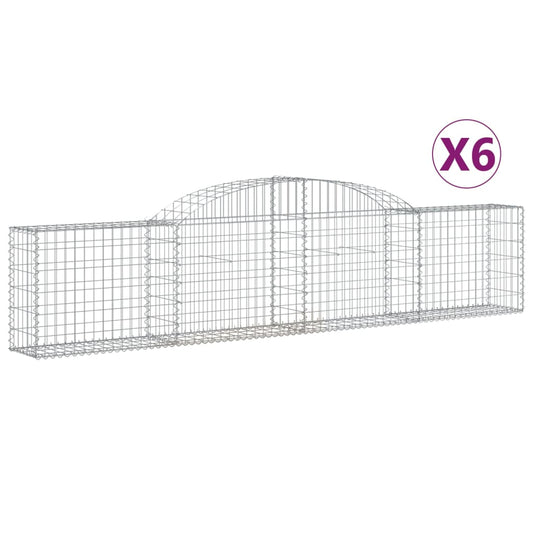 Cestas De Gaviones 6 Uds Forma De Arco Hierro 300x30x60/80 Cm_0
