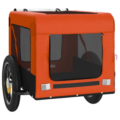 Remolque De Bicicleta Mascotas Hierro Tela Oxford Naranja Negro_5