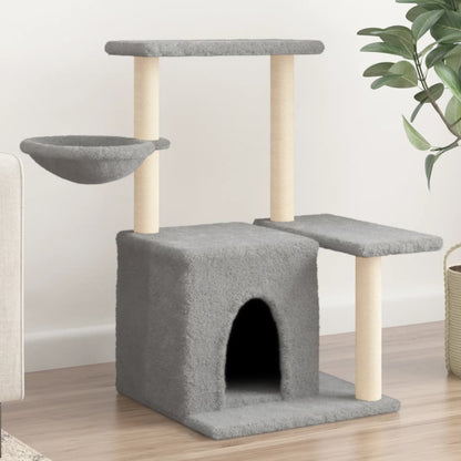 Rascador Para Gatos Con Postes De Sisal Gris Claro 83 Cm_1