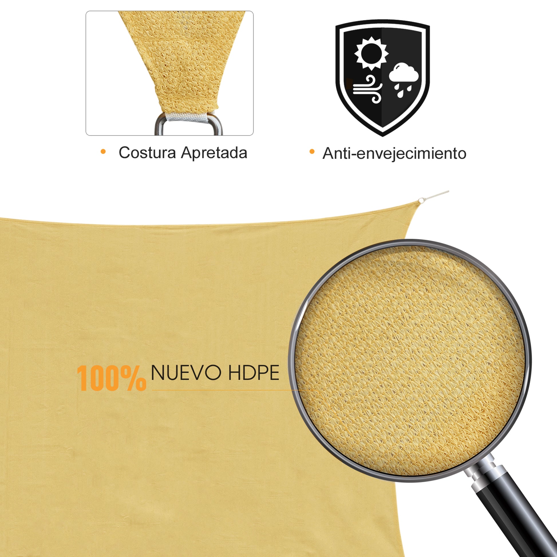 Outsunny Toldo Vela Sombrilla Parasol Triangulo Tejido De Poliester 185 G/m²_5
