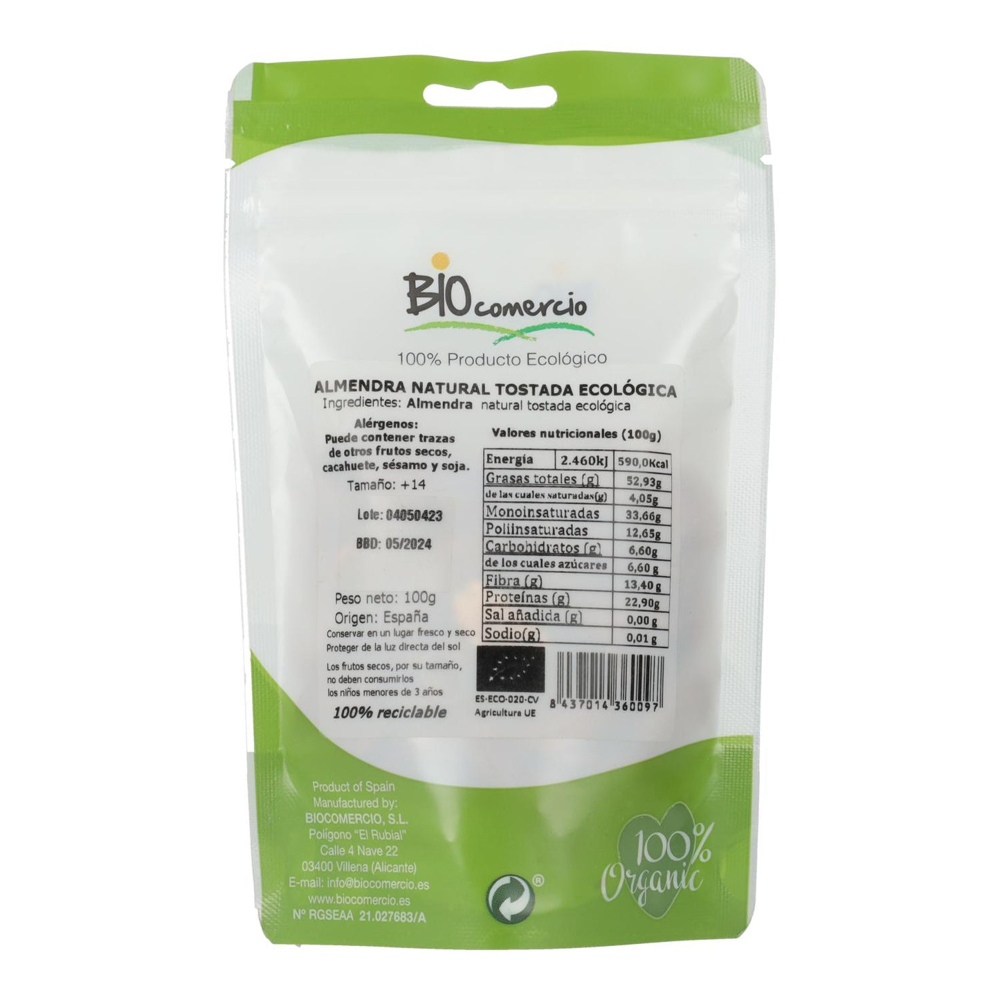 Casca de Amêndoa Torrada Eco Biotrade 100 g