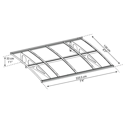 Marquise de porta Bordeaux 2224x140 cm Camada Dupla 