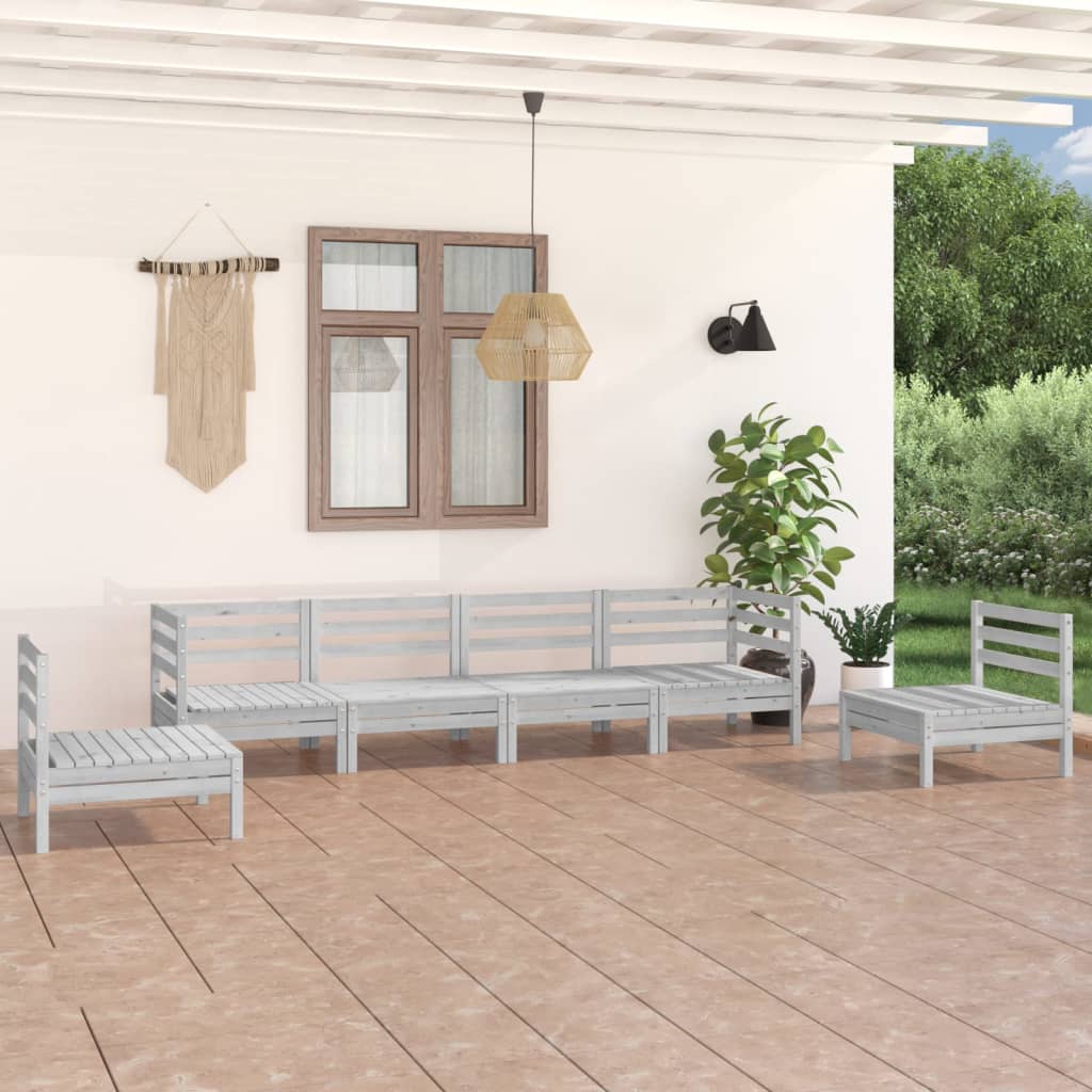 Juego De Muebles De Jardín 6 Piezas Madera Maciza Pino Blanco / Vetonek_5