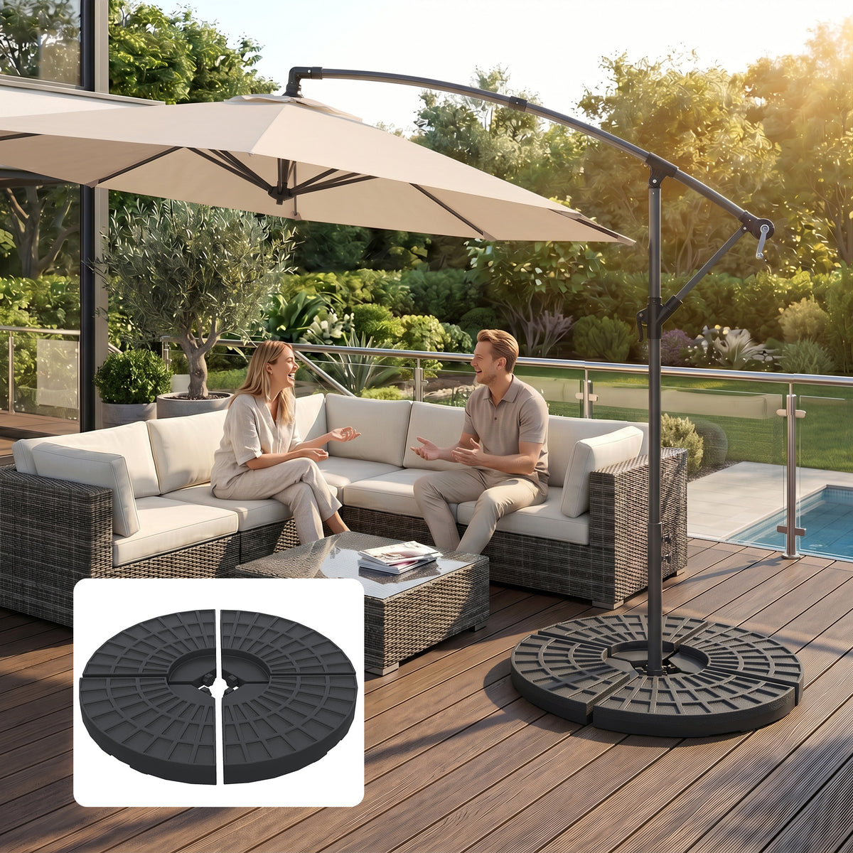 Outsunny Peso Para Base De Sombrilla De 4 Piezas Para Base Cruzada Negro_4