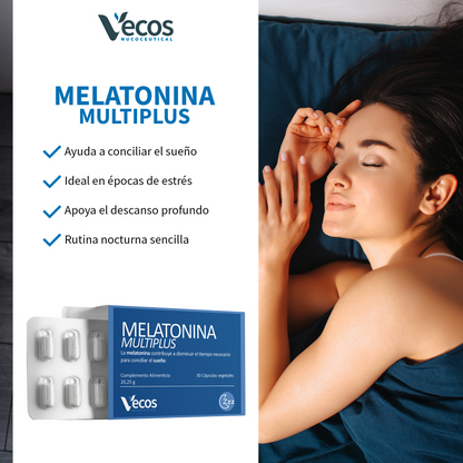Melatonina Multiplus Vecos 30 Cápsulas | Conciliar El Sueño Y Descanso Profundo | Con Valeriana, Pasiflora Y Melatonina_3