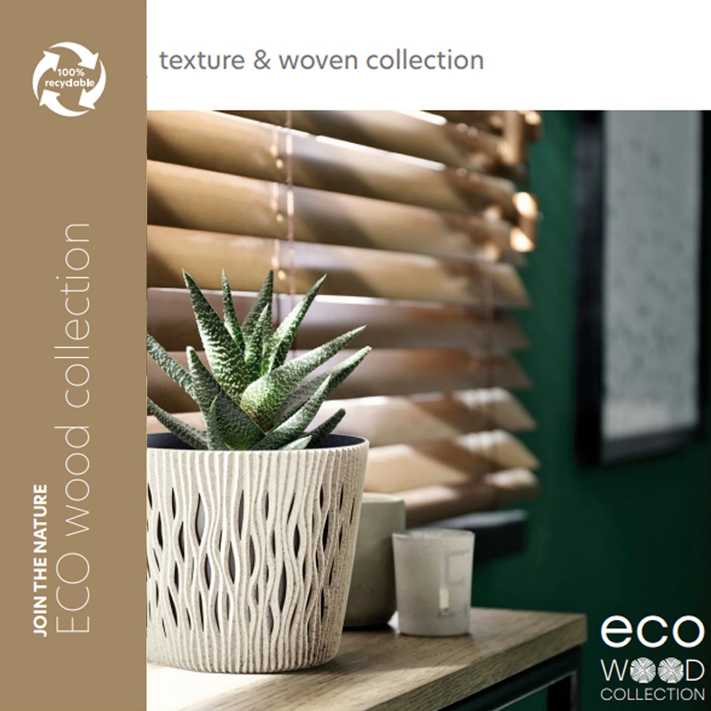 Macetero Color Ocre,sin Depósito , Colección Splofy Eco Wood De 18,7cm X 18,7cm X 15,8cm Cm, Capacidad De 3 L.