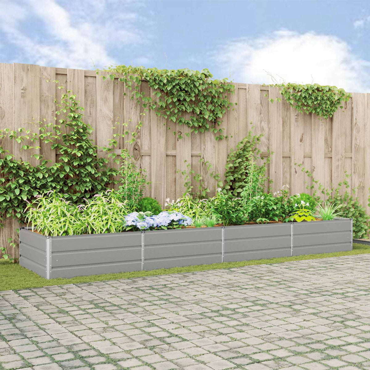 Jardinera Gris Claro 385 X 100 X 45 Cm Acero Galvanizado_1