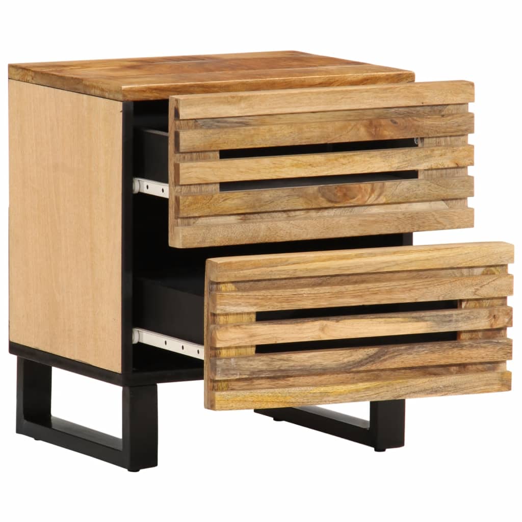 Mesitas De Noche 2 Uds Madera Maciza Mango Rugosa 40x34x46 Cm_2