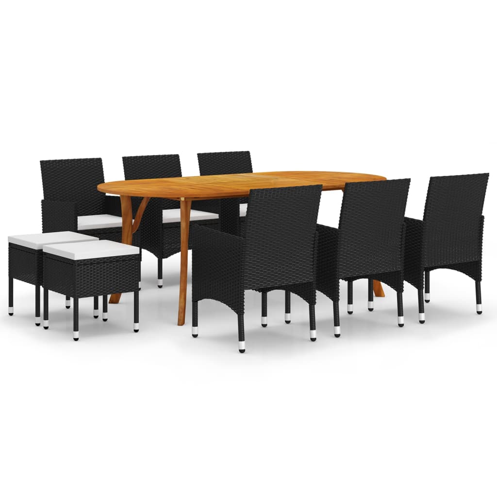 Juego De Comedor De Jardín 9 Piezas Negro / Vetonek_3