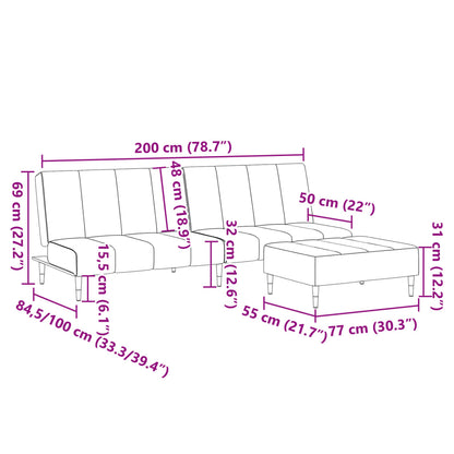 Sofá Cama De 2 Plazas Con Taburete Terciopelo Gris Oscuro / Vetonek_5