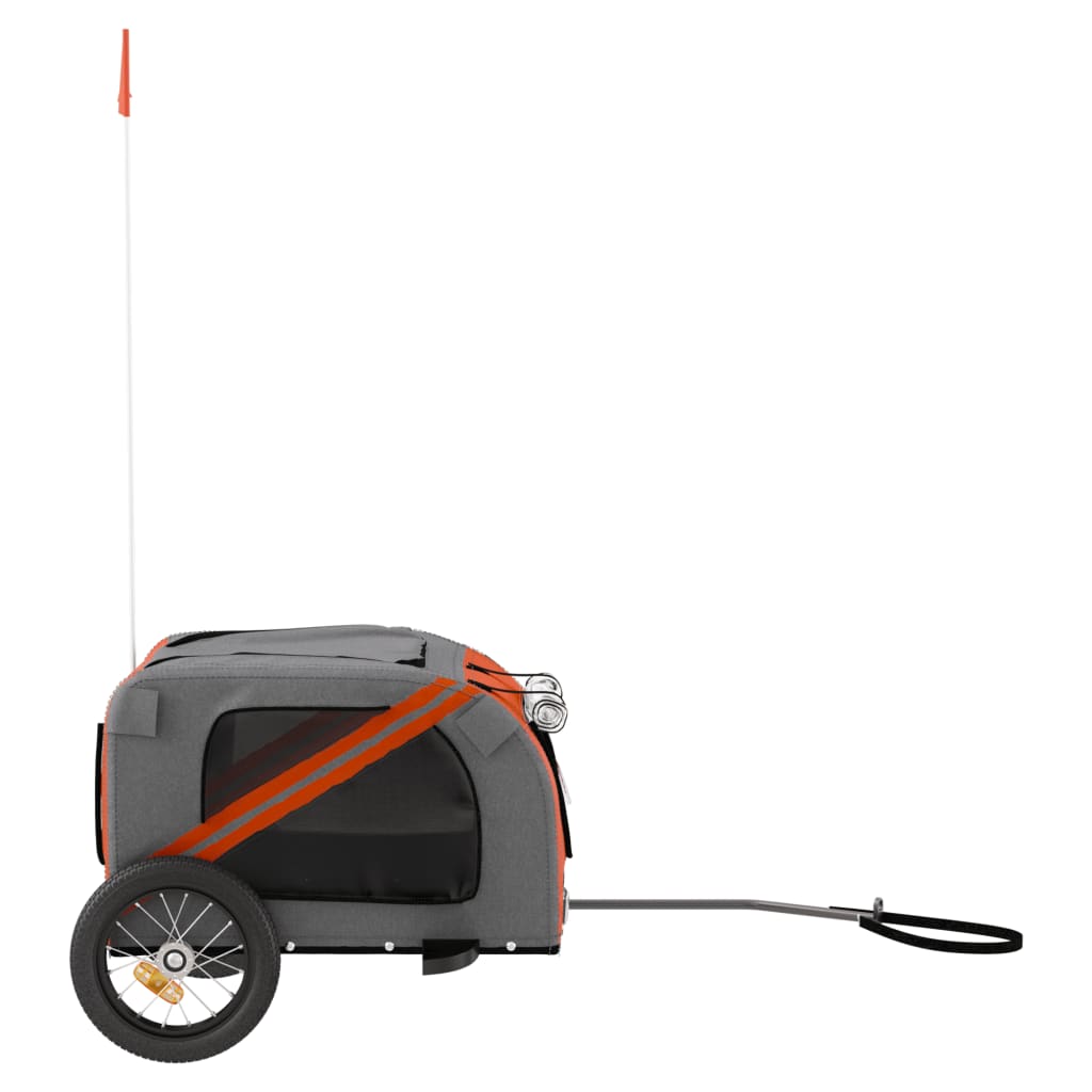 Remolque De Bicicleta Mascotas Hierro Tela Oxford Naranja Gris_4