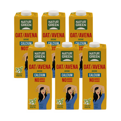 Pack de 6 Bebidas de Aveia Naturgreen com Cálcio sem adição de açúcares, 1 litro