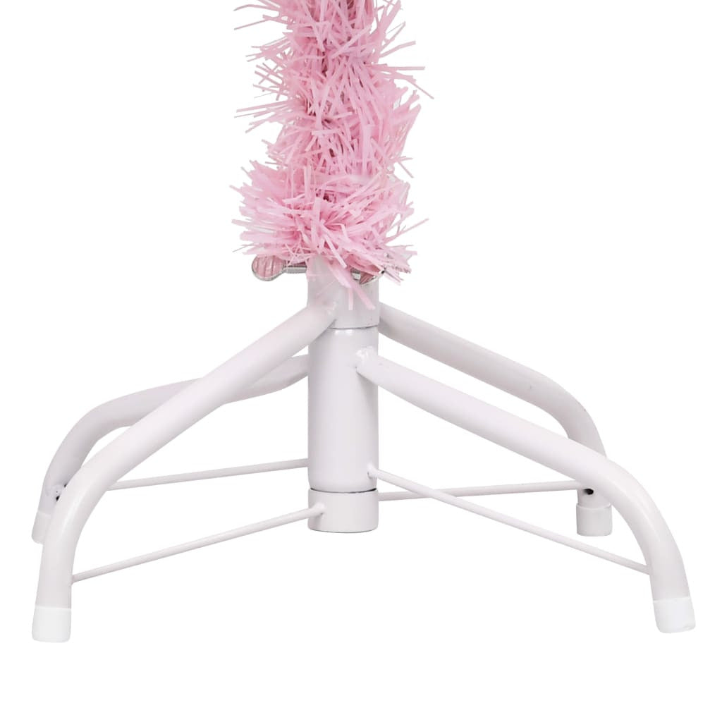 Vidaxl Árbol De Navidad Preiluminado Con Luces Y Soporte Rosa 150 Cm_4