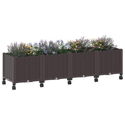 Macetero De Jardín Con Ruedas Marrón 160 X 40 X 44 Cm Pp_2