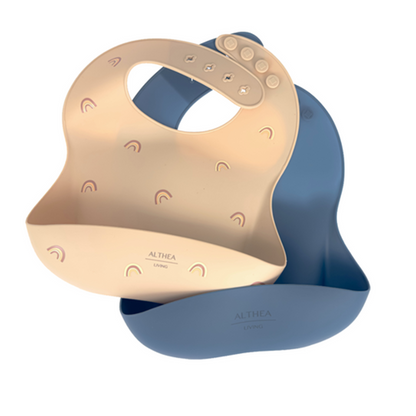 Baberos Impermeables - 2 Piezas - Beige / Azul Marino._0