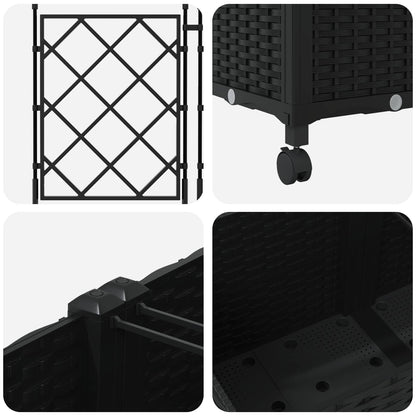 Jardinera Con Enrejado Y Ruedas 3 Uds. Negro 120 X 40 X 149 Cm_4