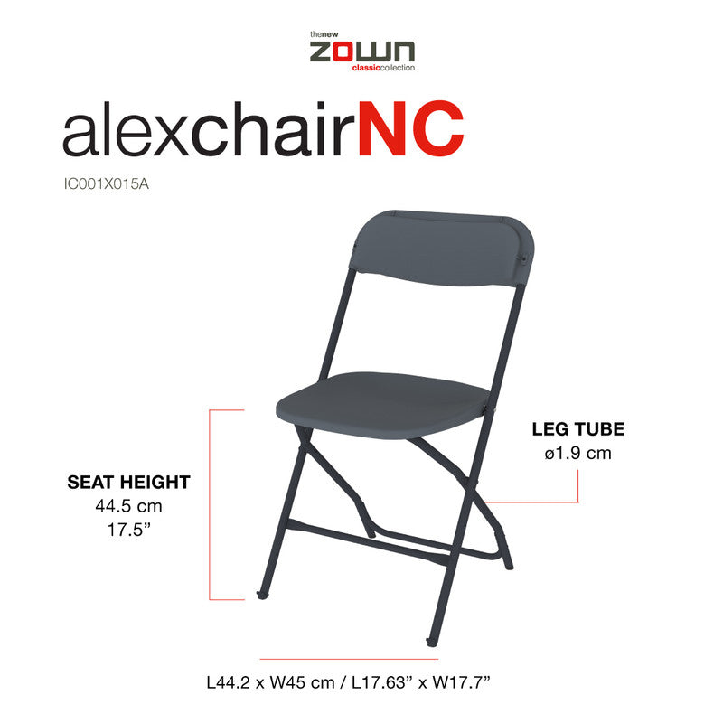 Zown Set 8 Sillas Plegables Eventos Alexchair Blanco Polipropileno_4