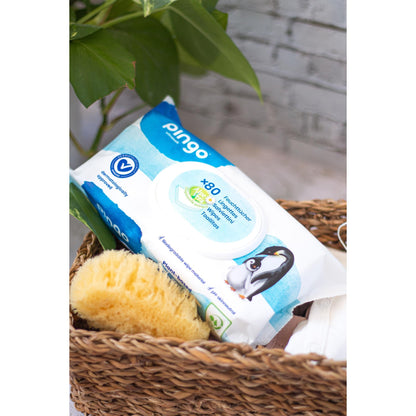Toalhitas 100% biodegradáveis ​​​​80 unidades Pingo