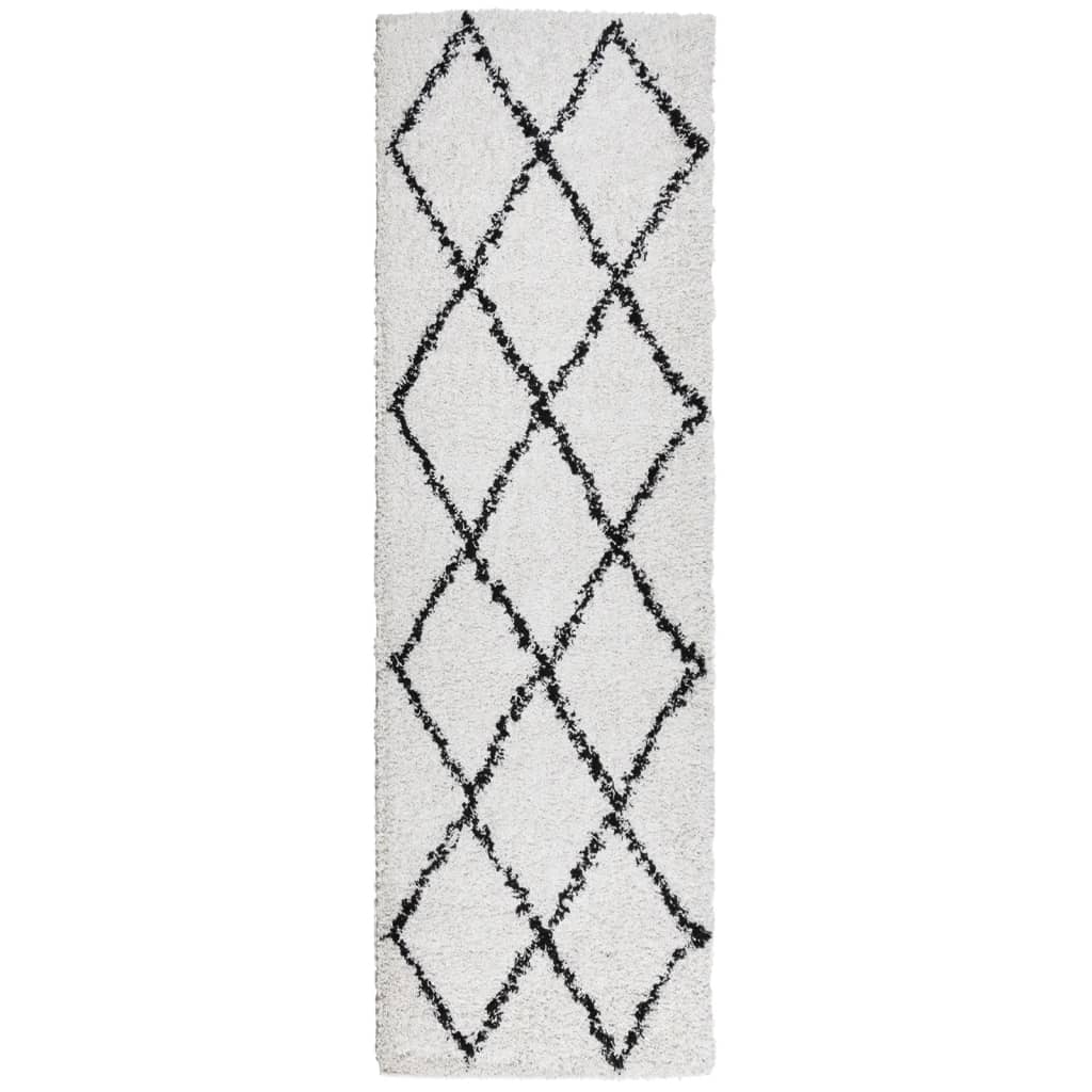 Alfombra De Pelo Largo Moderna Pamplona Crema Y Negro 80x250 Cm / Vetonek_2