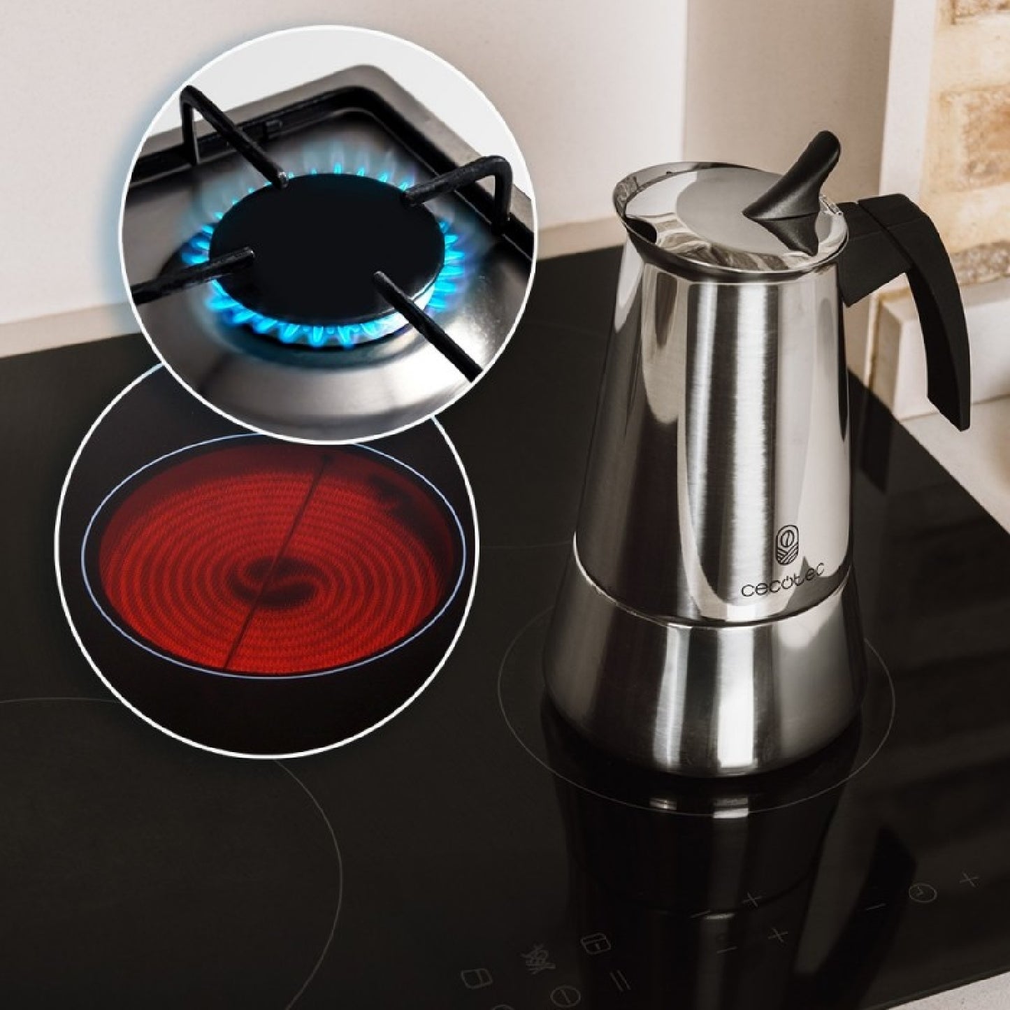 Cecotec Cafetera Italiana Piccolina 200 Bronze. 100ml, 2 Tazas De Café, Acero Inoxidable, Apta Todas Superficies, Filtro_3