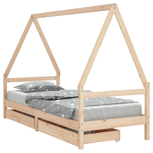 Estructura De Cama Para Niños Con Cajones Madera Pino 80x200 Cm / Vetonek_0