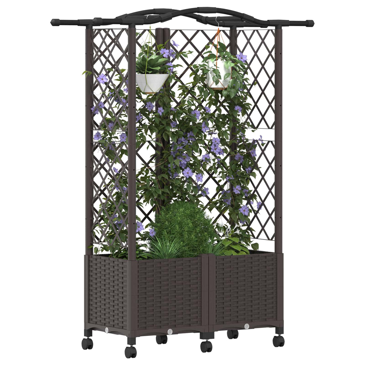 Cama Elevada Con Trellis Y Techo Marrón 122 X 40 X 144 Cm Pp_2