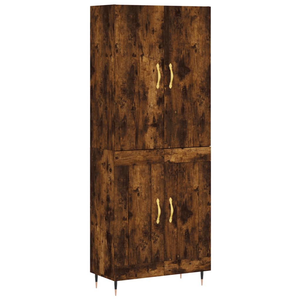 Aparador Alto Madera Contrachapada Roble Ahumado 69,5x34x180 Cm_1